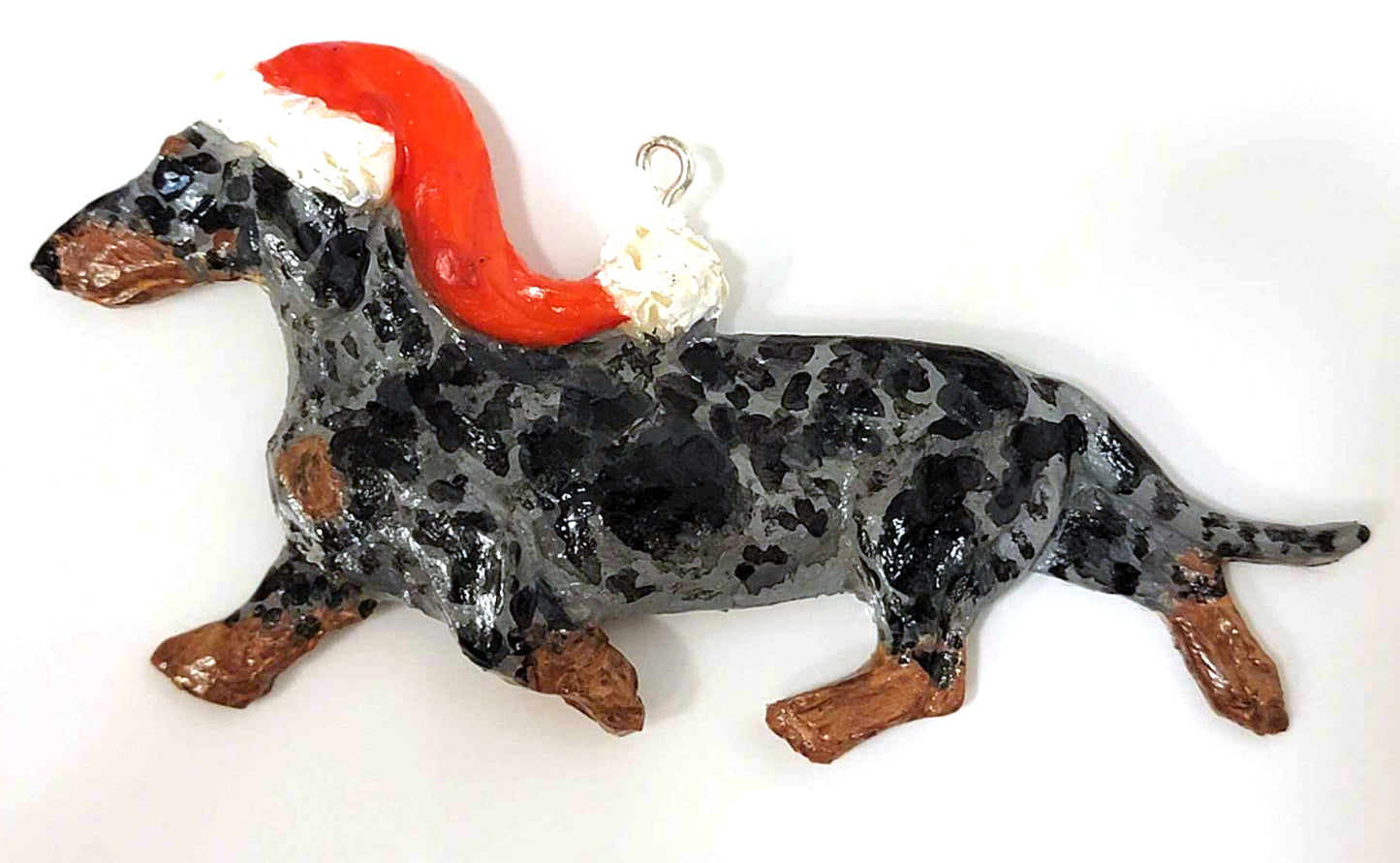 Black/Tan Dapple Smooth Handpainted Dachshund Figurine Ornament 2
