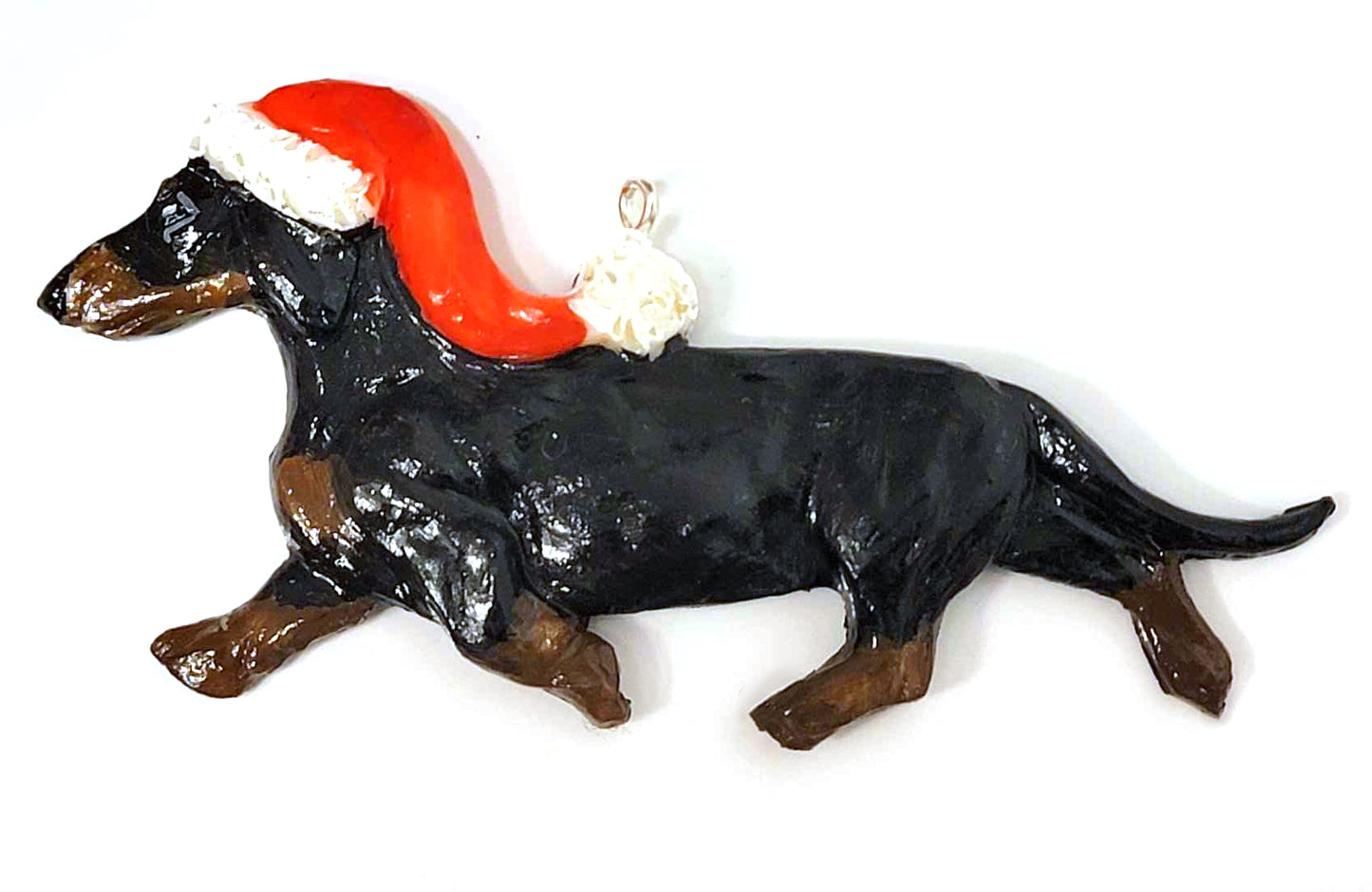 Black/Tan Smooth Handpainted Dachshund Figurine Ornament