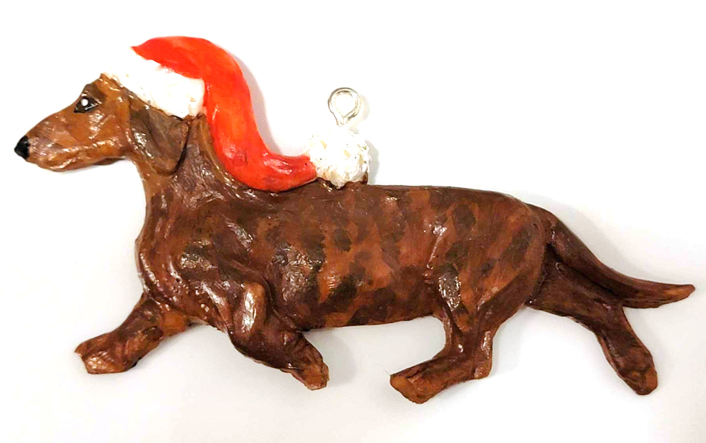 Red Brindle Smooth Handpainted Dachshund Figurine Ornament