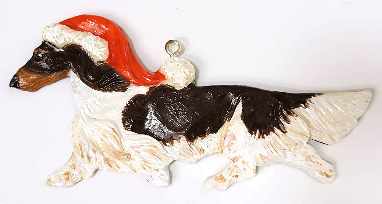 Chocolate/Tan Piebald Long Handpainted Dachshund Figurine Ornament 1