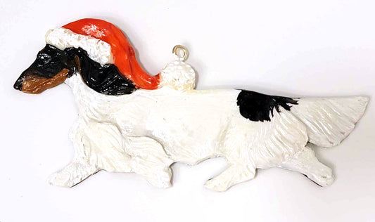 Black/Tan Piebald Long Handpainted Dachshund Figurine Ornament 2