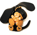 Black/Tan Wire with Gingerman Handmade Dachshund Figurine Magnet