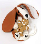 Red Piebald Smooth with Gingerman Handmade Dachshund Figurine Magnet